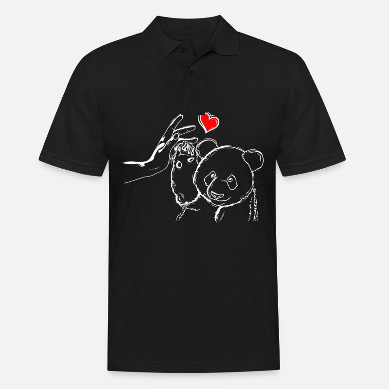 Panda Liebe Panda High Five - Männer Poloshirt - Schwarz