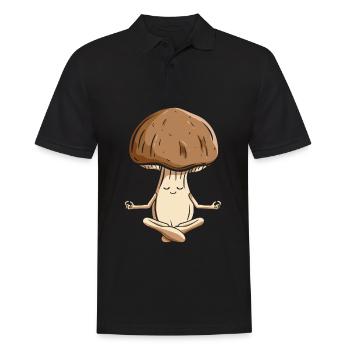 Namaste Mushroom Méditation Yoga Poses Champignon - Polo Homme - noir - Devant - Kai (181cm)