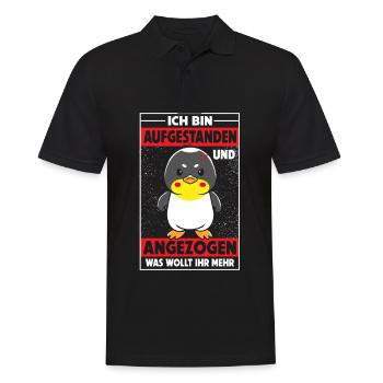 Ich bin aufgestanden und angezogen was wollt ihr - Männer Poloshirt - Schwarz - Vorne - Kai (181cm)
