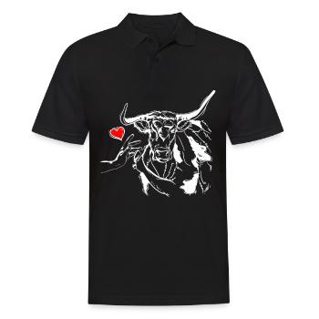 Kuh Herz Händchen Halten mit Kuh - Männer Poloshirt - Schwarz - Vorne - Kai (181cm)