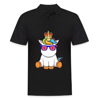 Einhorn Queen Elizabeth II Britische Krone - Männer Poloshirt - Schwarz - Vorne - Kai (181cm)