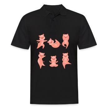 Yoga Pig Meditation Piggy fait du yoga - Polo Homme - noir - Devant - Kai (181cm)