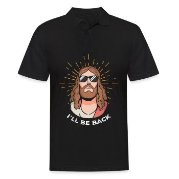 Holy Cocktail Jesus Christ I'll Be Back - Männer Poloshirt - Schwarz - Vorne - Kai (181cm)