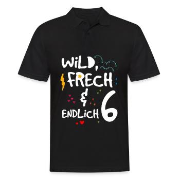 Wild Frech & endlich 6 Kindergeburtstag - Männer Poloshirt - Schwarz - Vorne - Kai (181cm)