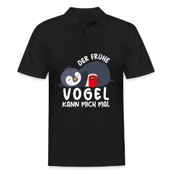 Der Frühe Vogel kann mich mal Pinguin - Männer Poloshirt - Schwarz - Vorne - Kai (181cm)