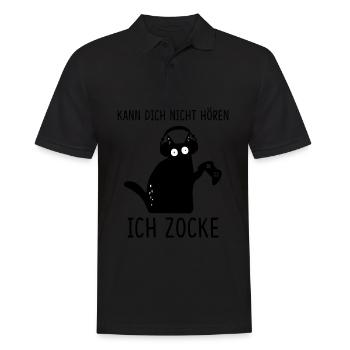 Kann Dich Nicht Hören Ich Zocke Gamer Katze - Männer Poloshirt - Schwarz - Vorne - Kai (181cm)