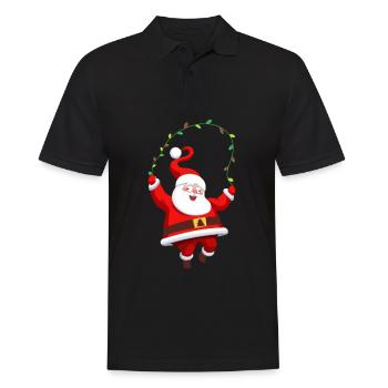 Verrückter Weihnachtsmann mit Weihnachtslichter - Männer Poloshirt - Schwarz - Vorne - Kai (181cm)