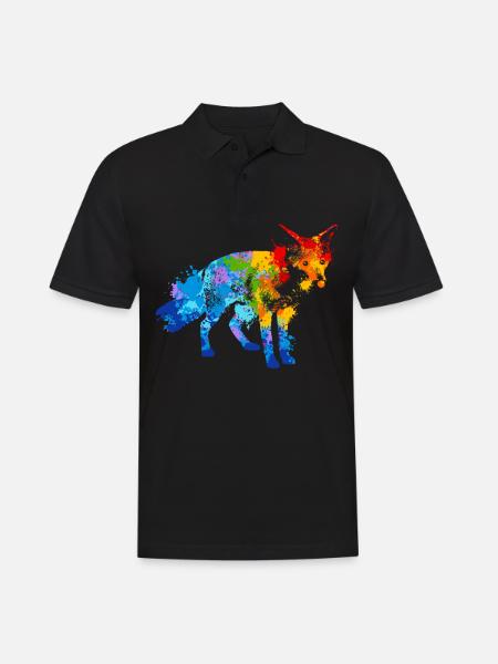 Farbspritzer Fuchs Bunter Fuchs - Männer Poloshirt - Schwarz