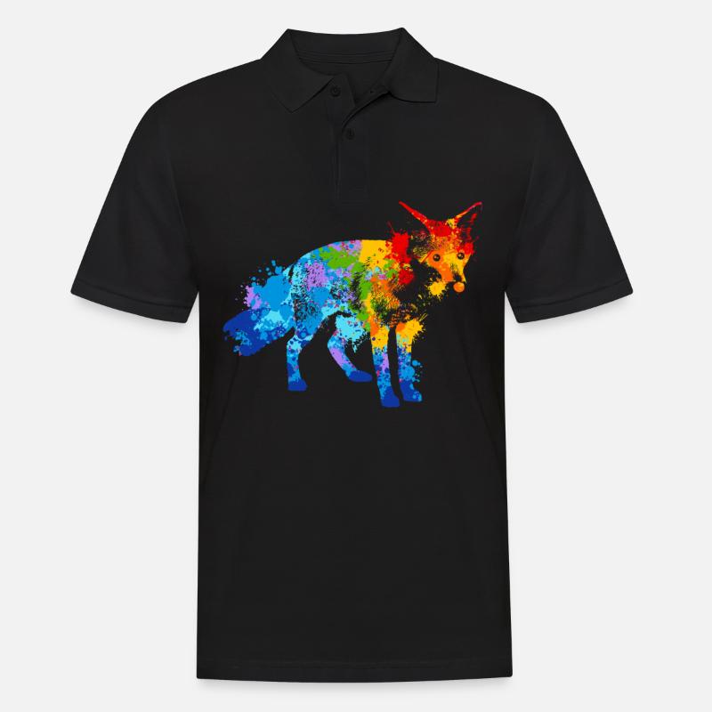 Farbspritzer Fuchs Bunter Fuchs - Männer Poloshirt - Schwarz