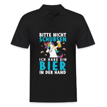 Bitte Nicht Schubsen Ich Habe Bier In Der Hand - Männer Poloshirt - Schwarz - Vorne - Kai (181cm)