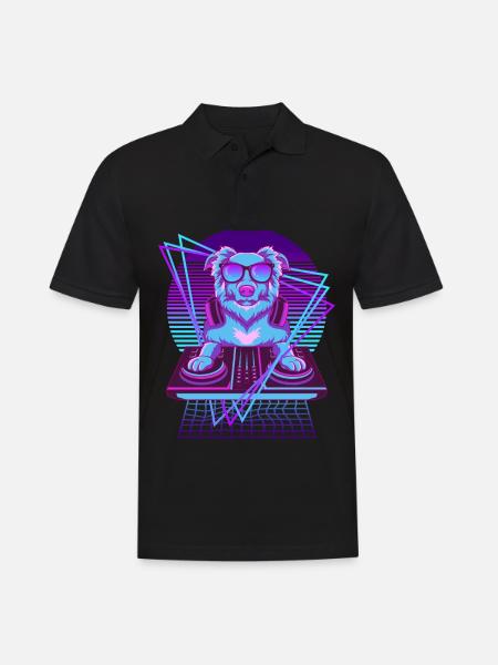 Party Musik Techno Hund Vaporwave DJ Retriever - Männer Poloshirt - Schwarz