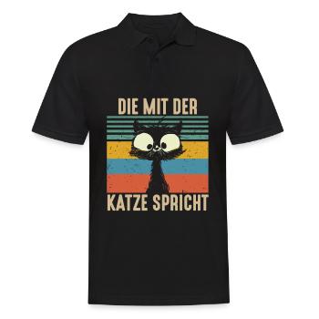 Die Mit Der Katze Spricht Katze Kätzchen - Männer Poloshirt - Schwarz - Vorne - Kai (181cm)
