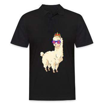 Lama Queen Elizabeth II Britische Krone Alpaka - Männer Poloshirt - Schwarz - Vorne - Kai (181cm)