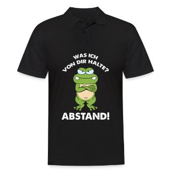 Frosch Kaffee Was ich von dir halte Abstand - Männer Poloshirt - Schwarz - Vorne - Kai (181cm)