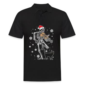 Skeleton Violin Cat Christmas Violinist - Männer Poloshirt - Schwarz - Vorne - Kai (181cm)