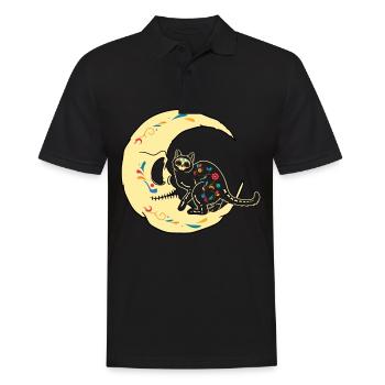 Dia de Los Muertos Cat Moon Sugar Skull Gothic - Men's Polo Shirt - black - Front - Kai (181cm)