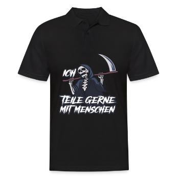 Sensenmann Ich Teile Gerne MitMenschen Sarkasmus - Männer Poloshirt - Schwarz - Vorne - Kai (181cm)