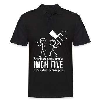 Les gens ont besoin d’un high five avec une chaise dans le visage - Polo Homme - noir - Devant - Kai (181cm)
