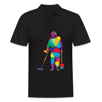 Low Poly Detektor Polygon Metalldetektor - Männer Poloshirt - Schwarz - Vorne - Kai (181cm)
