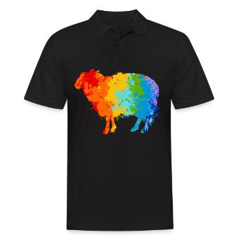 Farbspritzer Schaf Buntes Schaf - Männer Poloshirt - Schwarz - Vorne - Kai (181cm)