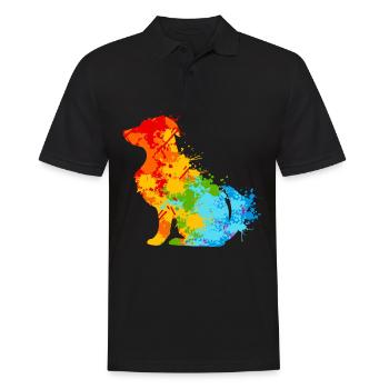 Farbspritzer Hund Bunter Hund - Männer Poloshirt - Schwarz - Vorne - Kai (181cm)