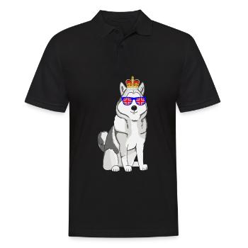 Husky Queen Elizabeth II Britische Krone Hund - Männer Poloshirt - Schwarz - Vorne - Kai (181cm)