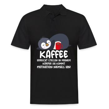 Kaffee erreicht Stellen Motivation Fauler Pinguin - Männer Poloshirt - Schwarz - Vorne - Kai (181cm)