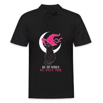 In October We Wear Pink Cat Breast Cancer - Men's Polo Shirt - black - Front - Kai (181cm)