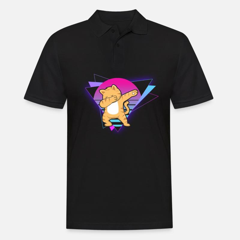 Vaporwave Cat - Männer Poloshirt - Schwarz