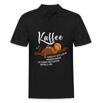 Kaffee erreicht Stellen Motivation Spruch Faultier - Männer Poloshirt - Schwarz - Vorne - Kai (181cm)