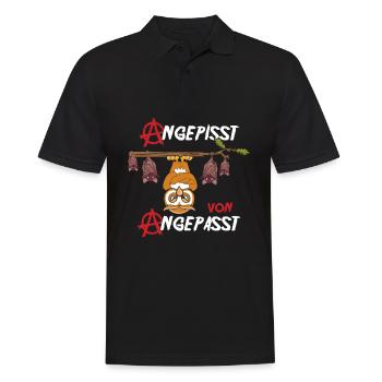 Angepisst von Angepasst Be Different Eule Anarchie - Männer Poloshirt - Schwarz - Vorne - Kai (181cm)