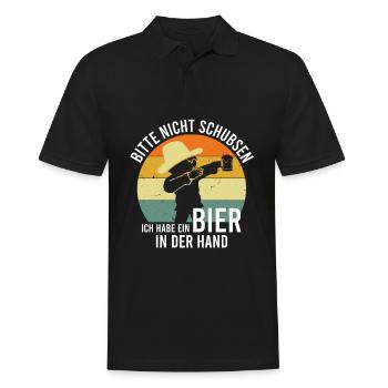 Bitte Nicht Schubsen Ich Habe Bier In Der Hand - Männer Poloshirt - Schwarz - Vorne - Kai (181cm)