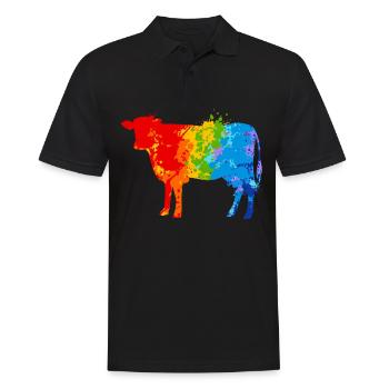 Farbspritzer Kuh Bunte Kuh - Männer Poloshirt - Schwarz - Vorne - Kai (181cm)