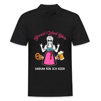 brezel und bier darum bin ich hier - Männer Poloshirt - Schwarz - Vorne - Kai (181cm)