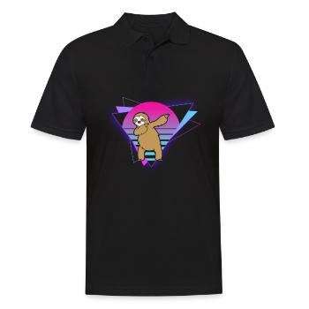 Paresseux Vaporwave - Polo Homme - noir - Devant - Kai (181cm)