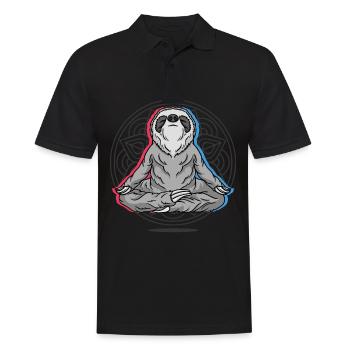 Namaste Paresseux Mandala Lotus Méditation Paresseux - Polo Homme - noir - Devant - Kai (181cm)