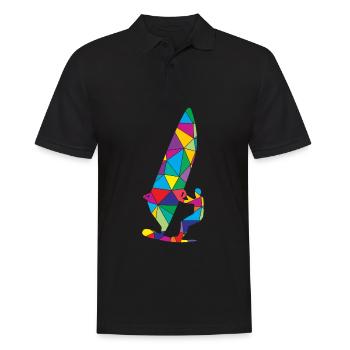 Low Poly Windsurfen Polygon Windsurfen - Männer Poloshirt - Schwarz - Vorne - Kai (181cm)
