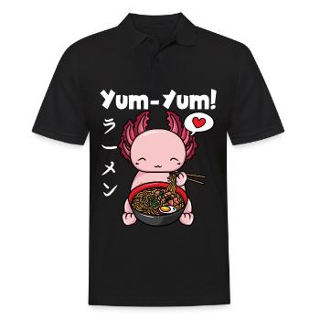 Anime Axolotl Ramen Nudeln Manga Kawaii - Männer Poloshirt - Schwarz - Vorne - Kai (181cm)