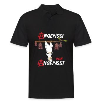 Angepisst von Angepasst Be Different Lama Anarchie - Männer Poloshirt - Schwarz - Vorne - Kai (181cm)