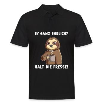 Ey ganz ehrlich? Halt die Fresse Ironie Fluchen - Männer Poloshirt - Schwarz - Vorne - Kai (181cm)