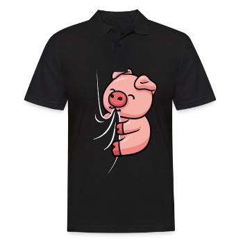 Un cochon affamé mord dans sa chemise - Polo Homme - noir - Devant - Kai (181cm)