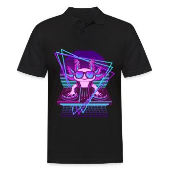 Cool Vaporwave Axolotl DJ Pult Axolotl - Männer Poloshirt - Schwarz - Vorne - Kai (181cm)