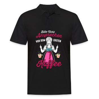 Bitte Nicht Ansprechen Vor Dem Ersten Kaffee - Männer Poloshirt - Schwarz - Vorne - Kai (181cm)