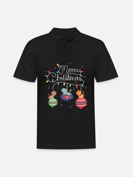Joyeux chat de Noël - Polo Homme - noir