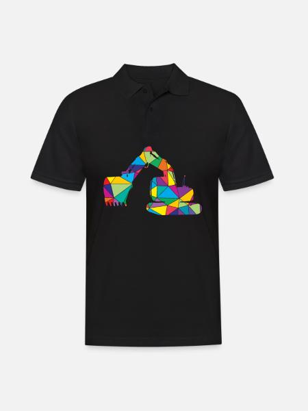 Low Poly Bauwesen Poly Bagger - Männer Poloshirt - Schwarz