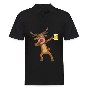 Dabbing Reindeer Beer Drinking Santa Reindeer - Männer Poloshirt - Schwarz - Vorne - Kai (181cm)