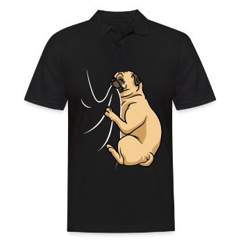 Hungriger Mops Beisst in Shirt Lustiges Mops - Männer Poloshirt - Schwarz - Vorne - Kai (181cm)