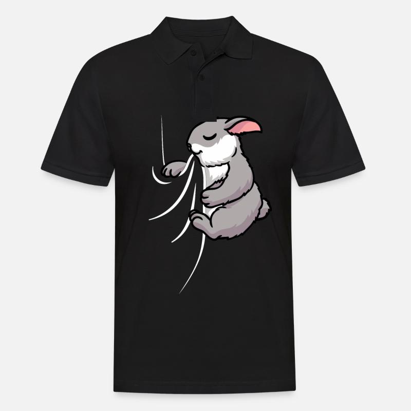 Biting Rabbit - Männer Poloshirt - Schwarz