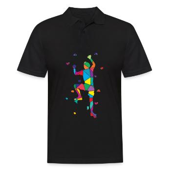 Low Poly Bergsteiger Polygon Wandklettern - Männer Poloshirt - Schwarz - Vorne - Kai (181cm)