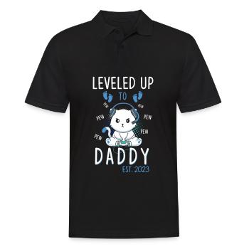 Leveled Up To Daddy 2023 Werdender Vater - Männer Poloshirt - Schwarz - Vorne - Kai (181cm)